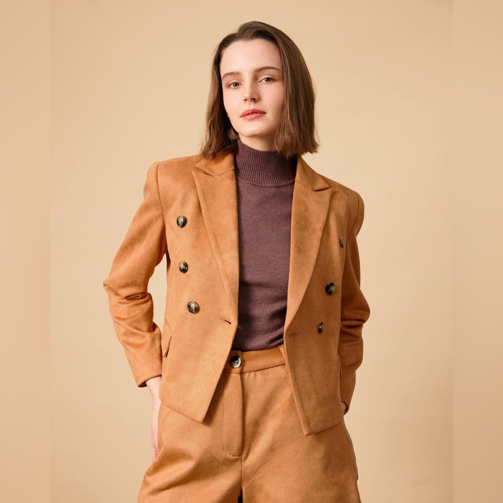 The Collared Buttons Suede Blazer
